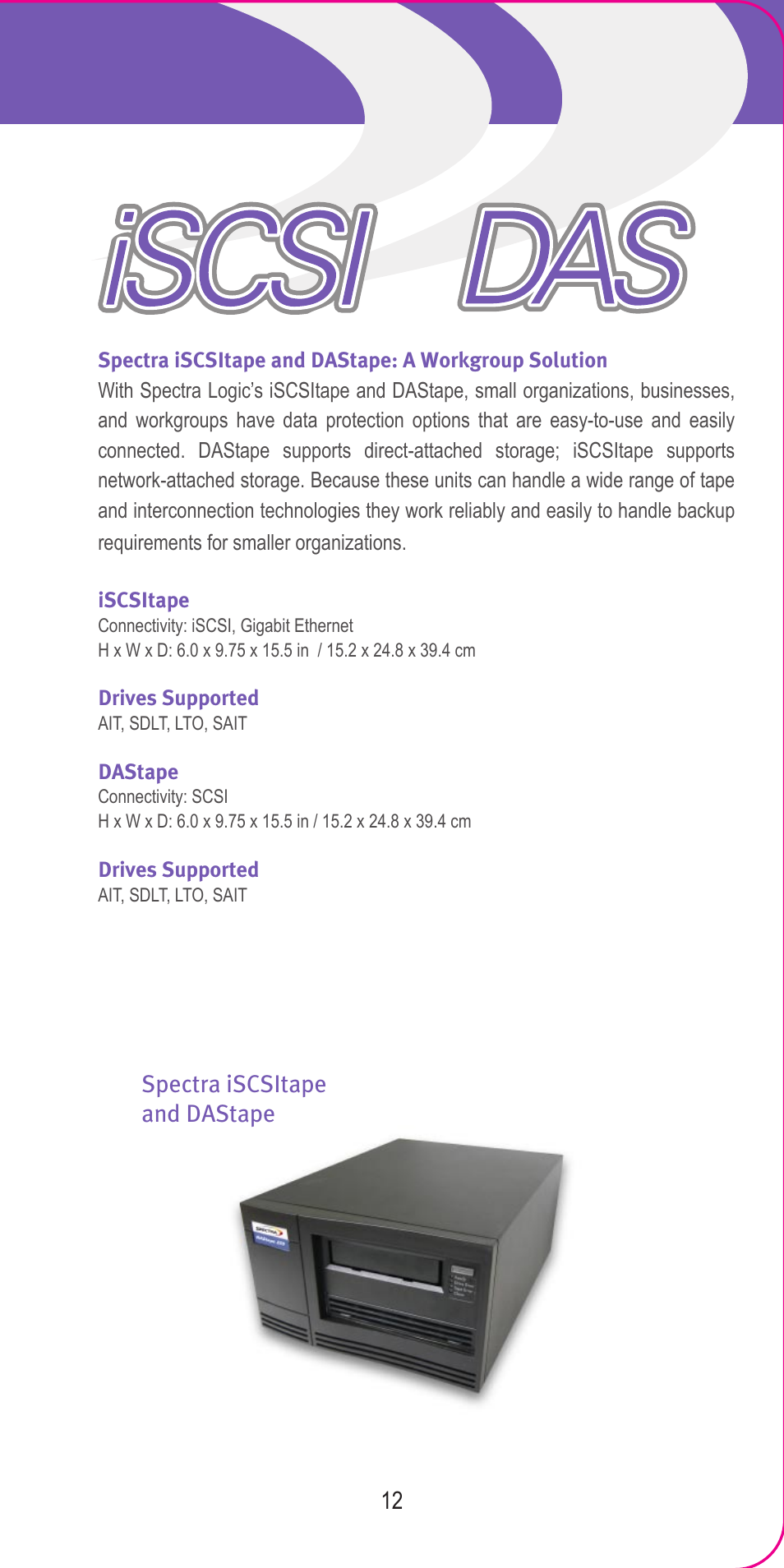 Spectra iscsitape and dastape | Spectra Logic 2007 User Manual | Page 14 / 24