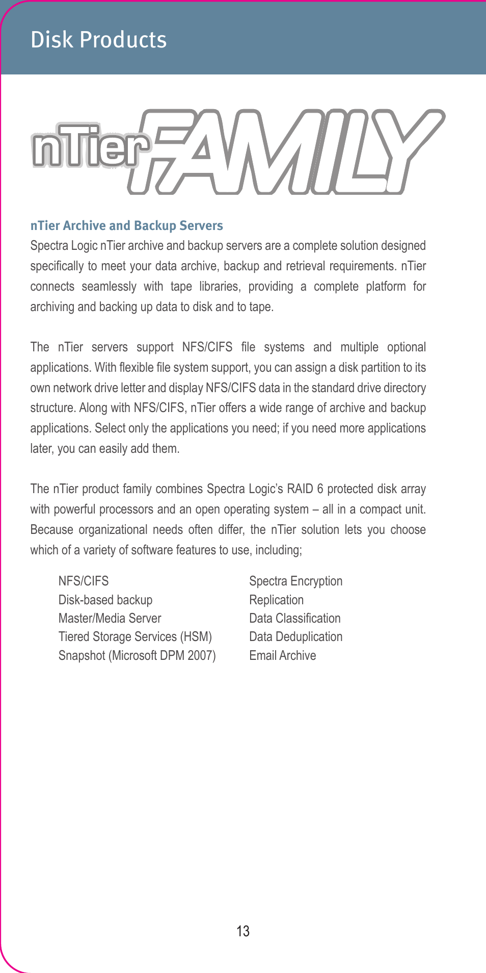 Disk products | Spectra Logic 2007 User Manual | Page 15 / 24