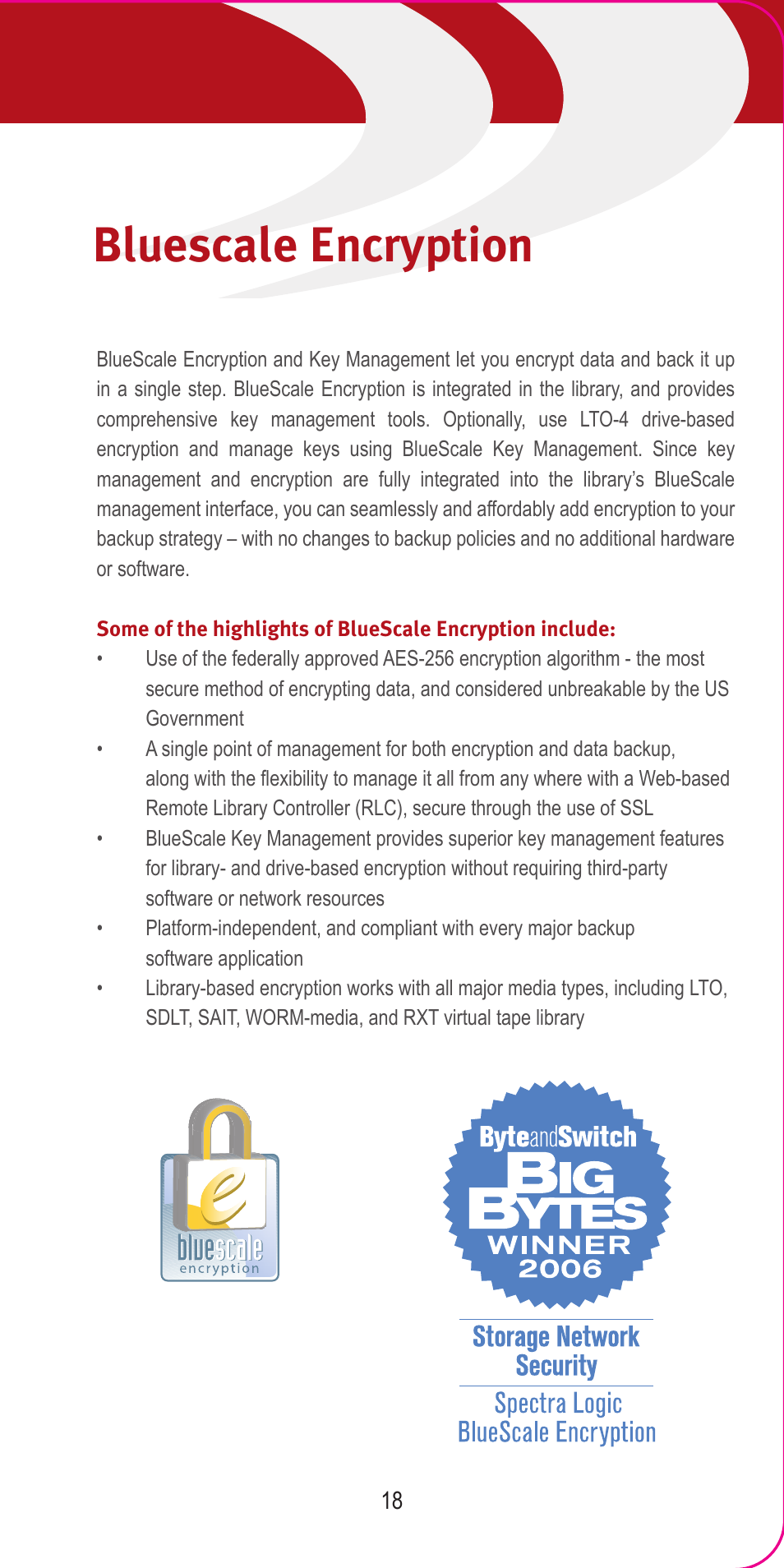 Bluescale environment bluescale encryption | Spectra Logic 2007 User Manual | Page 20 / 24