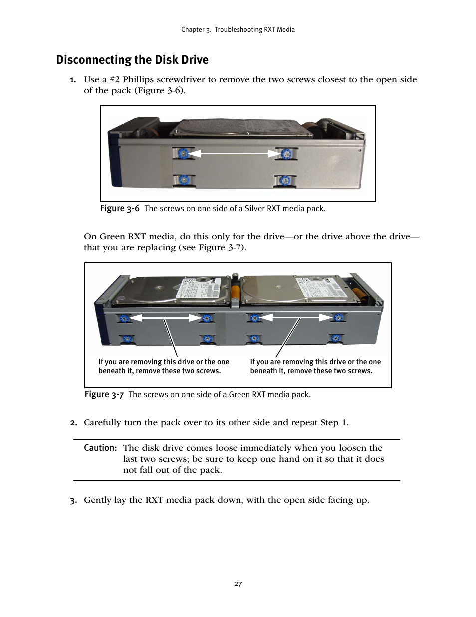 Disconnecting the disk drive | Spectra Logic RXT150 User Manual | Page 27 / 43