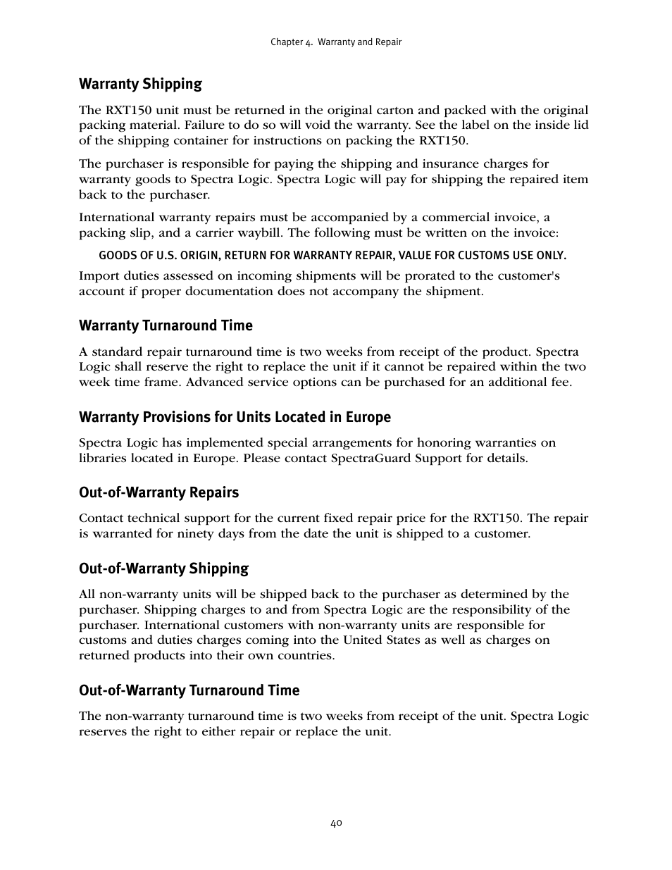 Spectra Logic RXT150 User Manual | Page 40 / 43