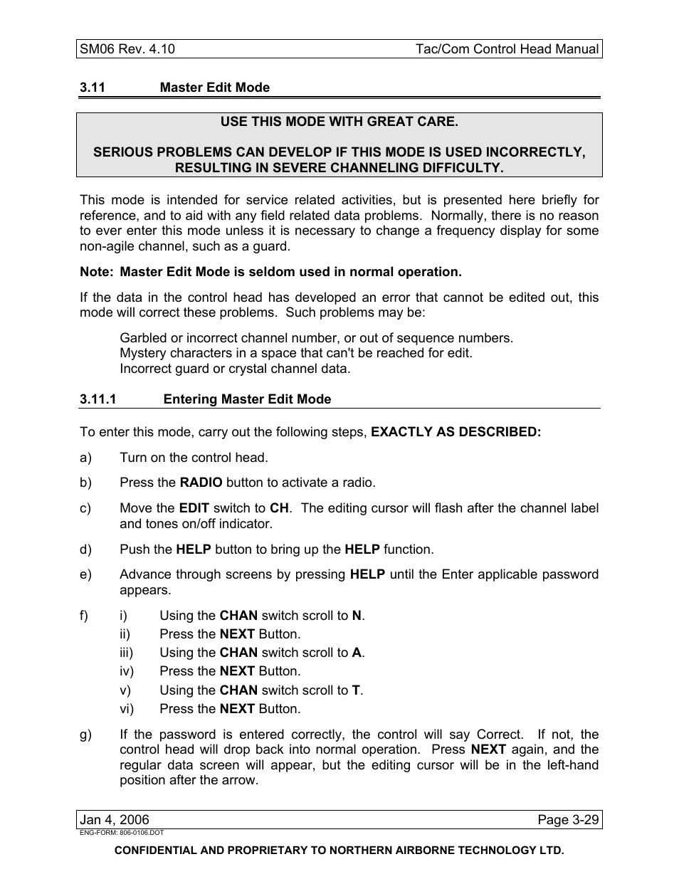 11 master edit mode, 1 entering master edit mode | Spectra Logic TAC/COM SERIES User Manual | Page 103 / 107