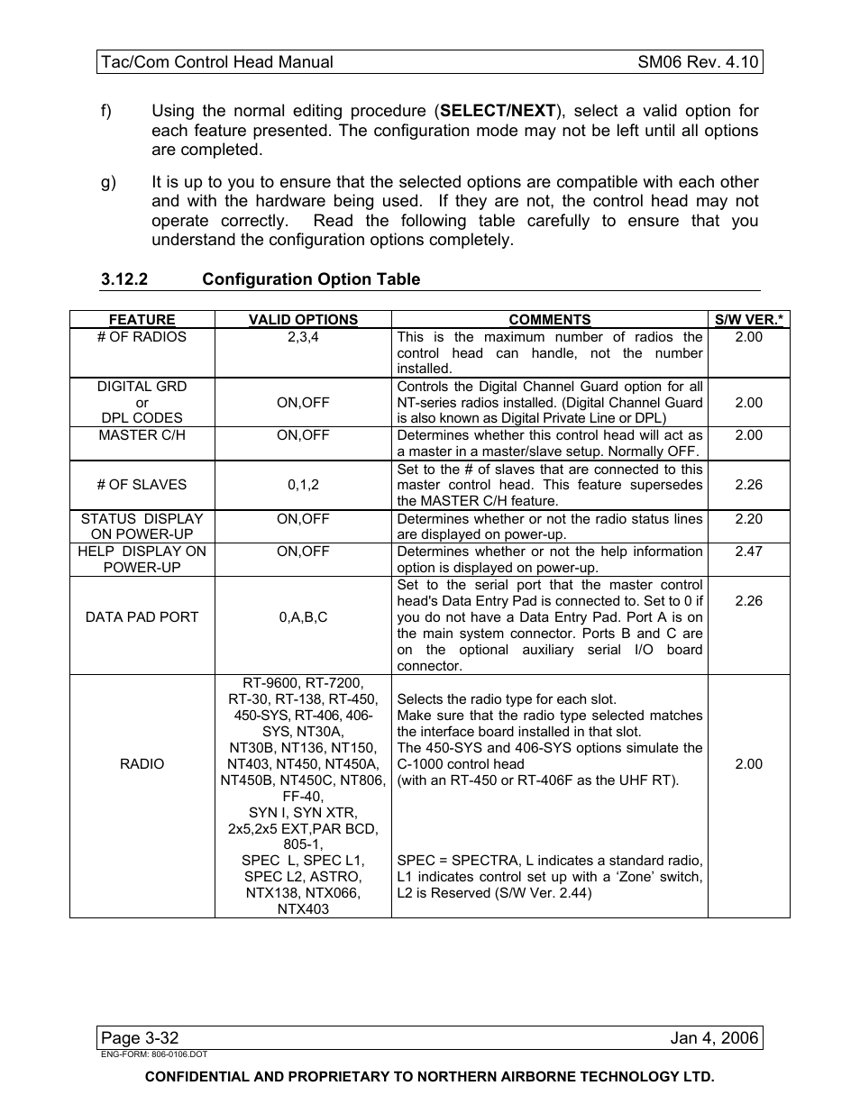 2 configuration option table | Spectra Logic TAC/COM SERIES User Manual | Page 106 / 107