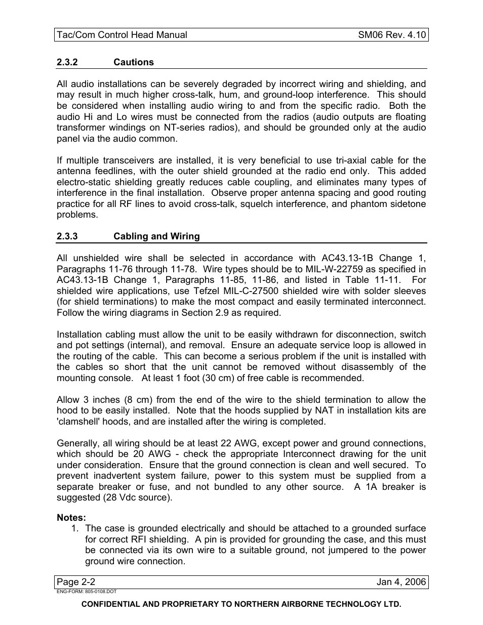 2 cautions, 3 cabling and wiring | Spectra Logic TAC/COM SERIES User Manual | Page 26 / 107