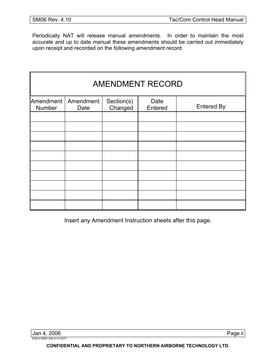 Amendment record | Spectra Logic TAC/COM SERIES User Manual | Page 3 / 107