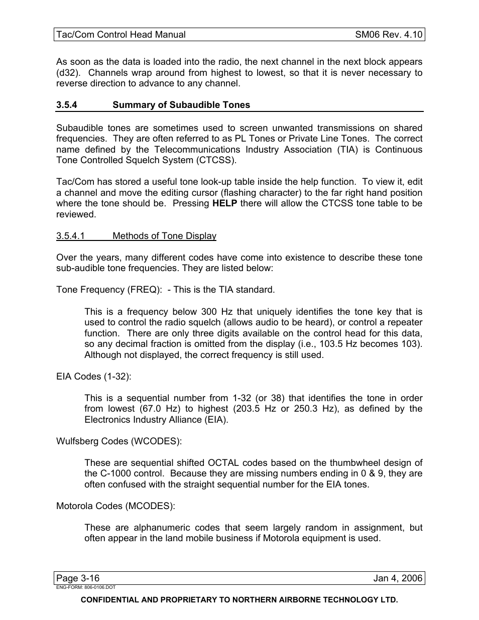 4 summary of subaudible tones | Spectra Logic TAC/COM SERIES User Manual | Page 90 / 107