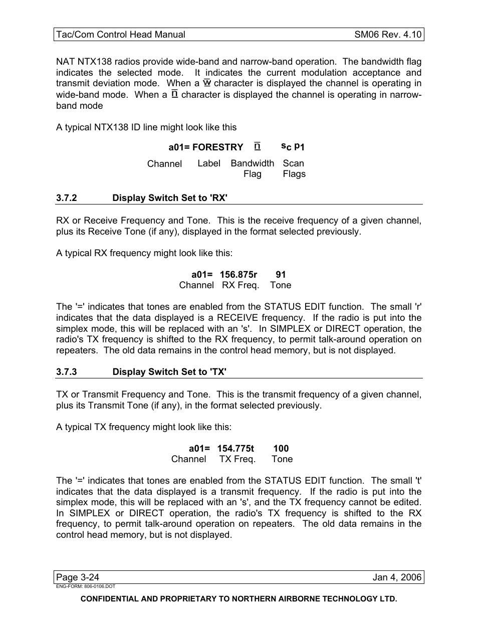 2 display switch set to 'rx, 3 display switch set to 'tx | Spectra Logic TAC/COM SERIES User Manual | Page 98 / 107