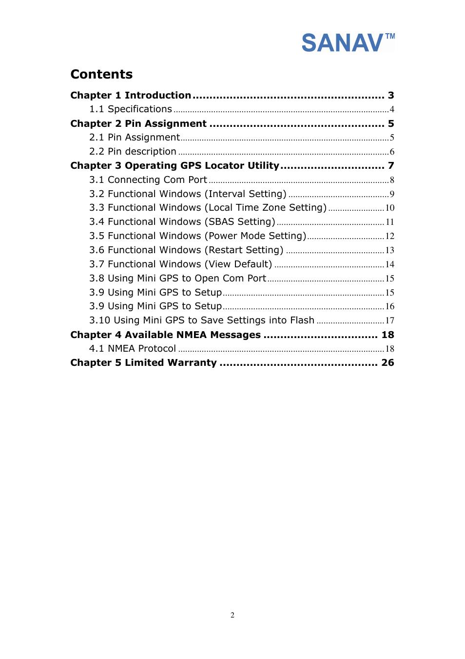 San Jose Navigation SANAV FV-M7 User Manual | Page 2 / 26