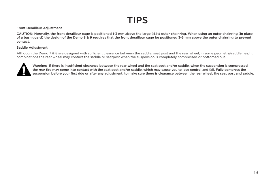 Tips | Specialized Enduro 6 User Manual | Page 13 / 22