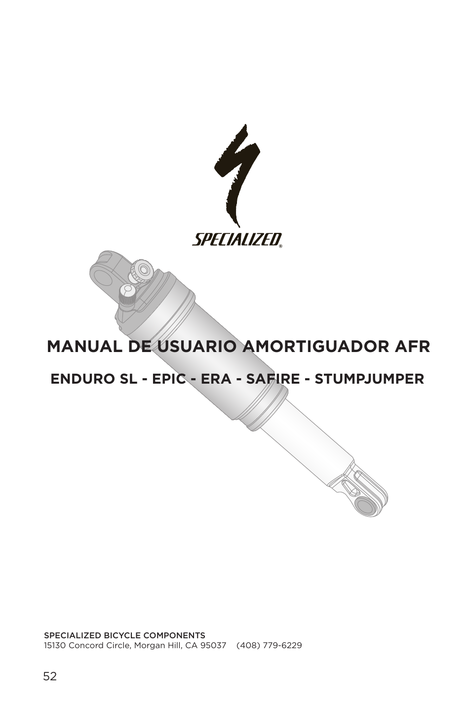 Manual de usuario amortiguador afr | Specialized AFR Rear Shock ENDURO SL User Manual | Page 52 / 72