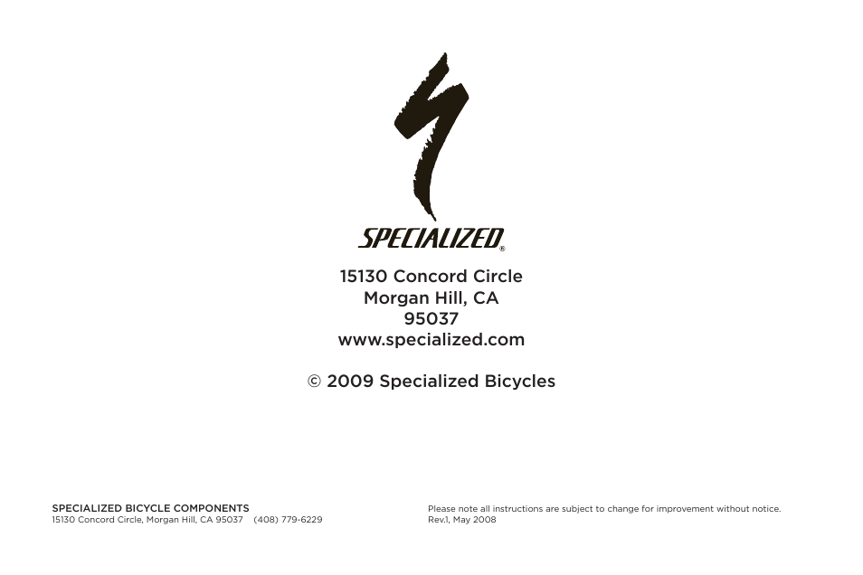 Specialized FSRXC User Manual | Page 20 / 20