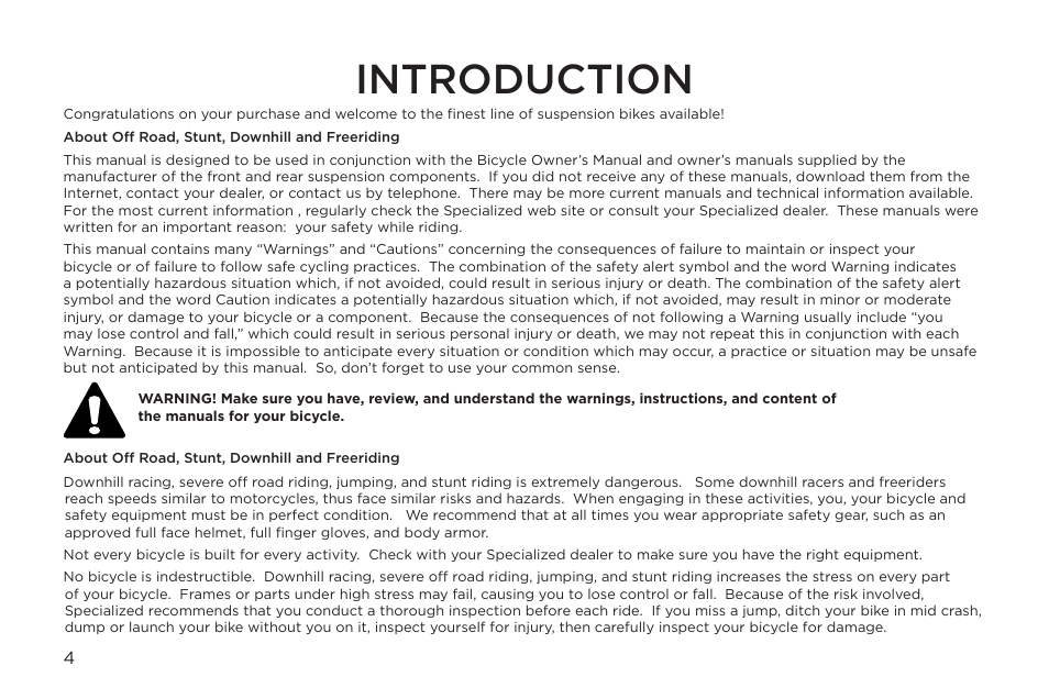 Introduction | Specialized Enduro Home Gym User Manual | Page 4 / 22