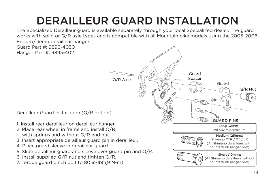 Derailleur guard installation | Specialized Myka User Manual | Page 13 / 18