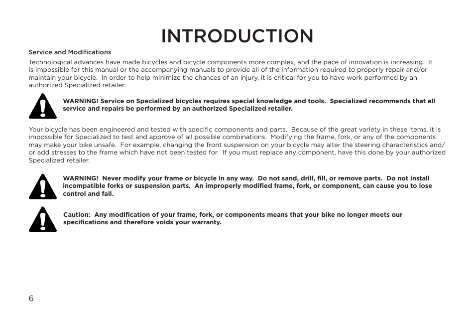 Introduction | Specialized Myka User Manual | Page 6 / 18