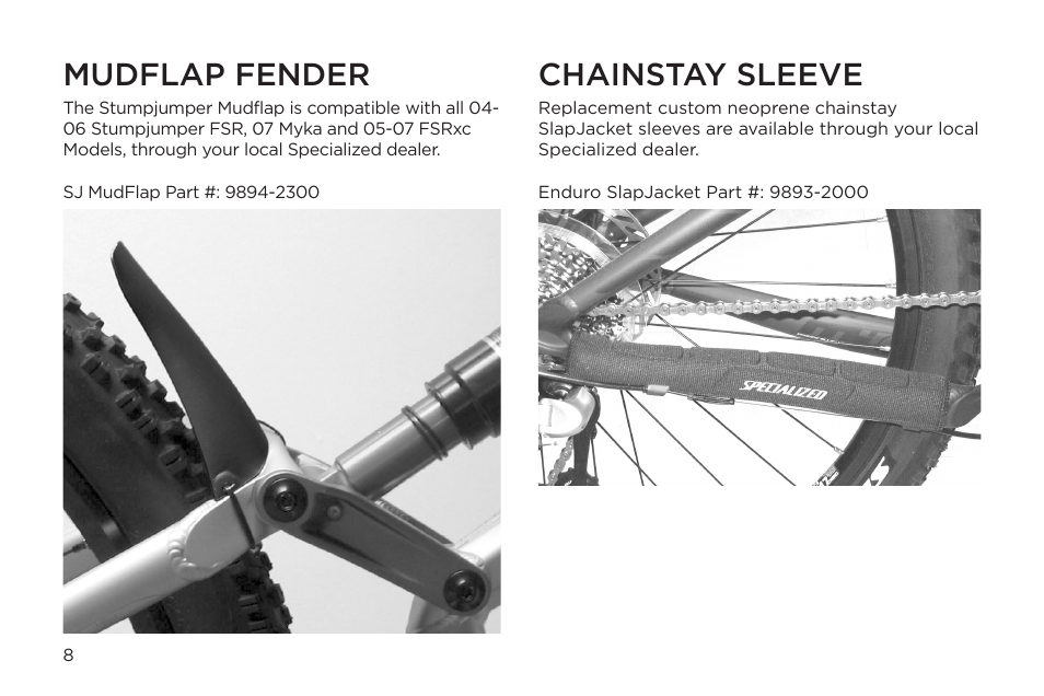 Mudflap fender chainstay sleeve | Specialized Myka User Manual | Page 8 / 18