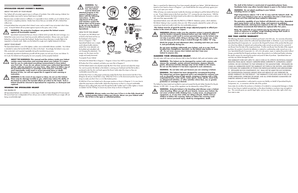 Specialized Snell Helmet User Manual | Page 2 / 2