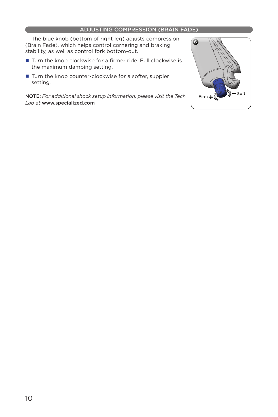 Adjusting compression (brain fade) | Specialized AFR E100 User Manual | Page 10 / 84