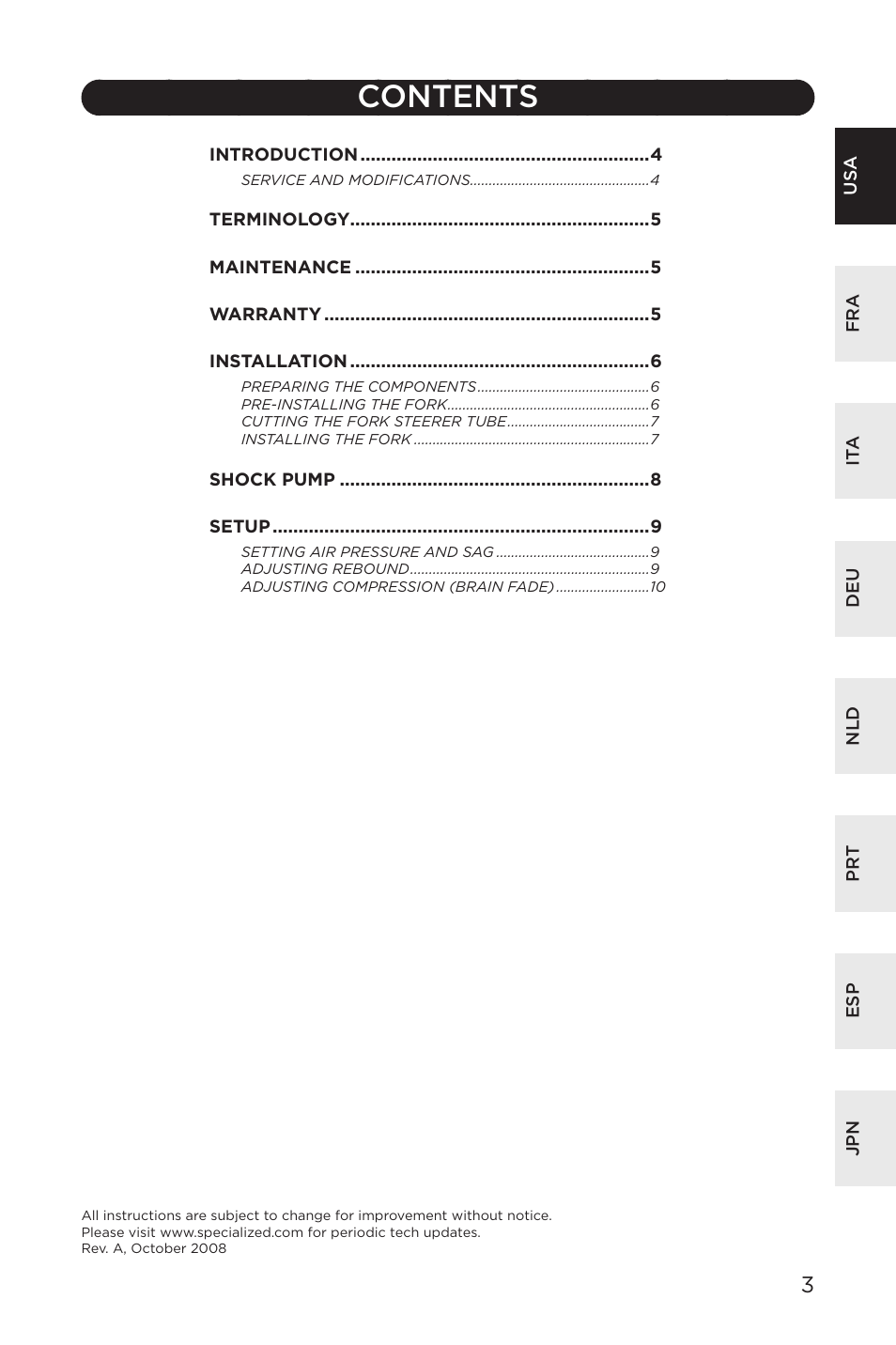 Specialized AFR E100 User Manual | Page 3 / 84