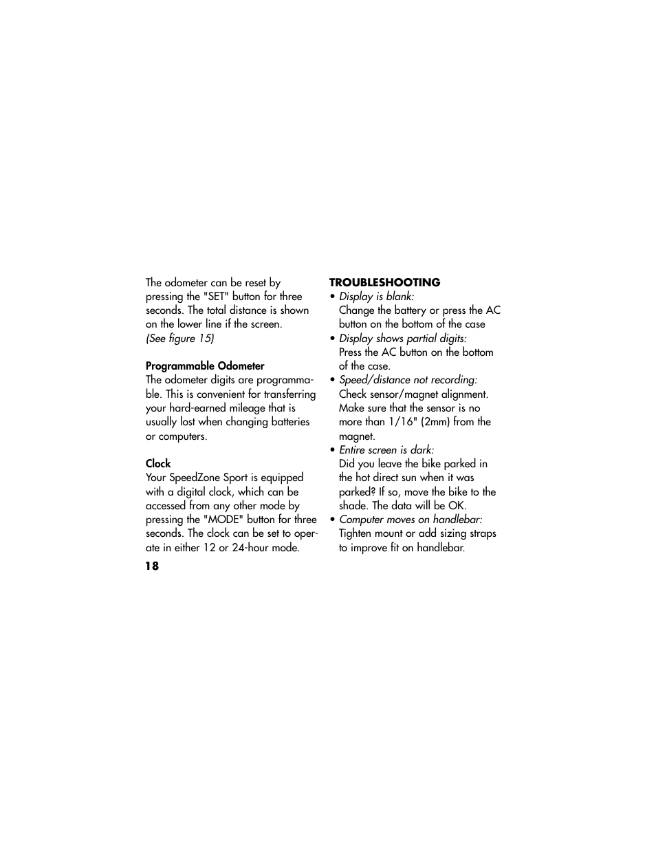 Specialized Speedzone Sport CR2032 User Manual | Page 18 / 22