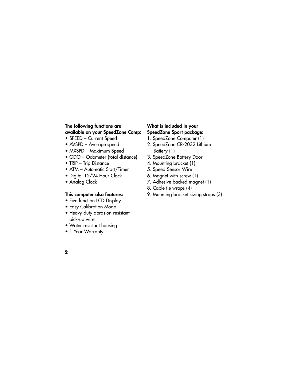 Specialized Speedzone Sport CR2032 User Manual | Page 2 / 22