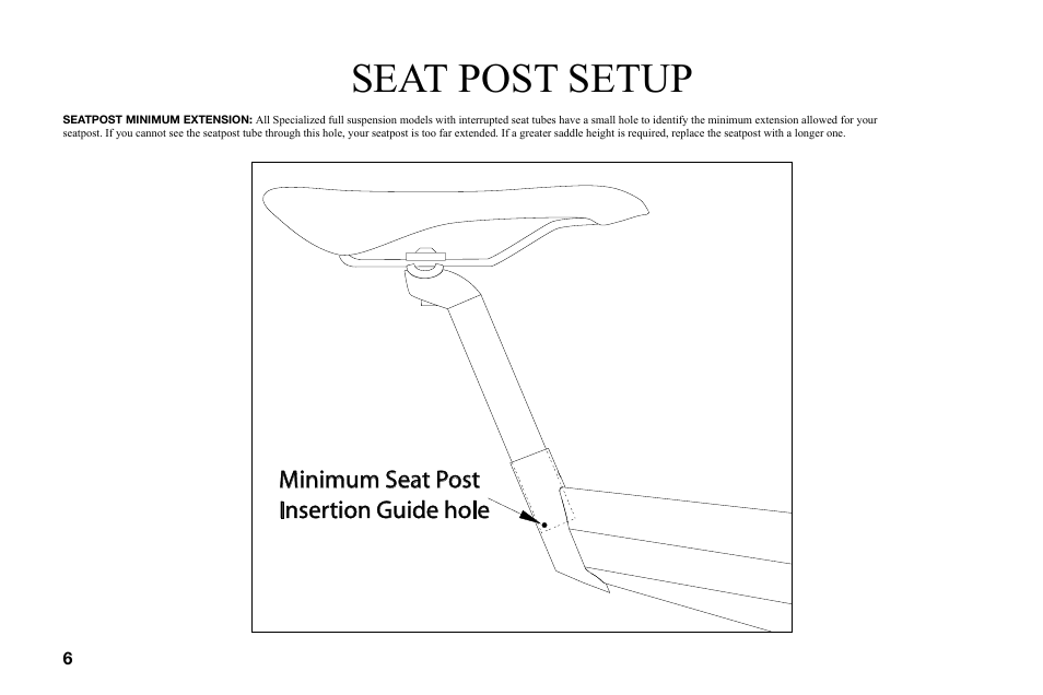 Seat post setup | Specialized BigHit User Manual | Page 6 / 14