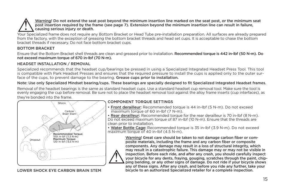 Specialized S-Works Carbon Stumpjumper FSR 130 User Manual | Page 15 / 20