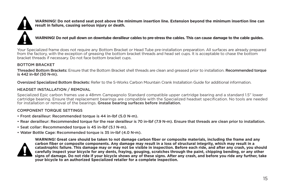 Specialized Epic Era User Manual | Page 15 / 24