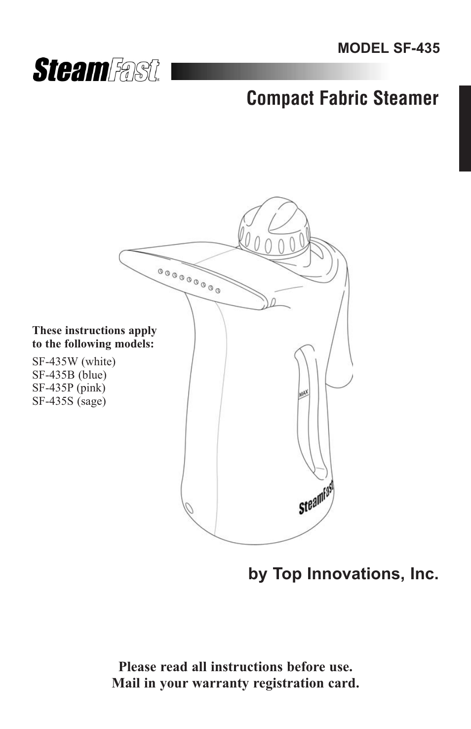 Steamfast SF-435P User Manual | 36 pages