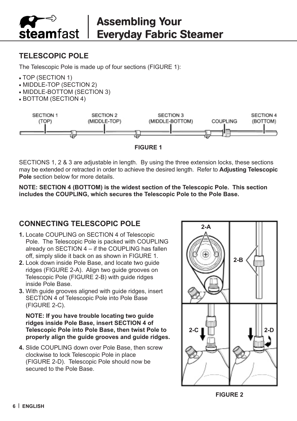 Assembling your everyday fabric steamer | Steamfast SF-407 User Manual | Page 6 / 16