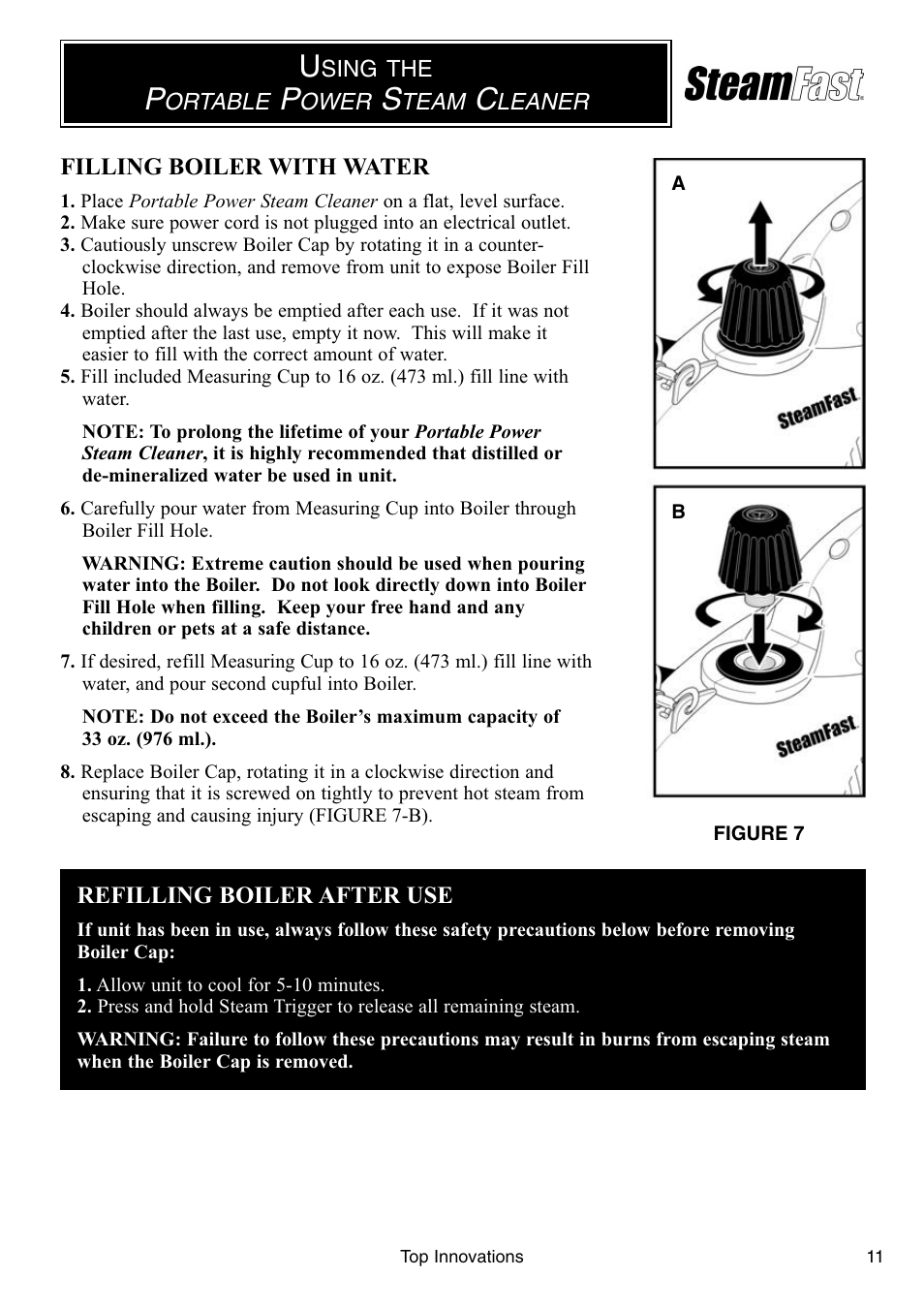 Steamfast PORTABLE POWER STEAM CLEANER SF-246 User Manual | Page 11 / 16