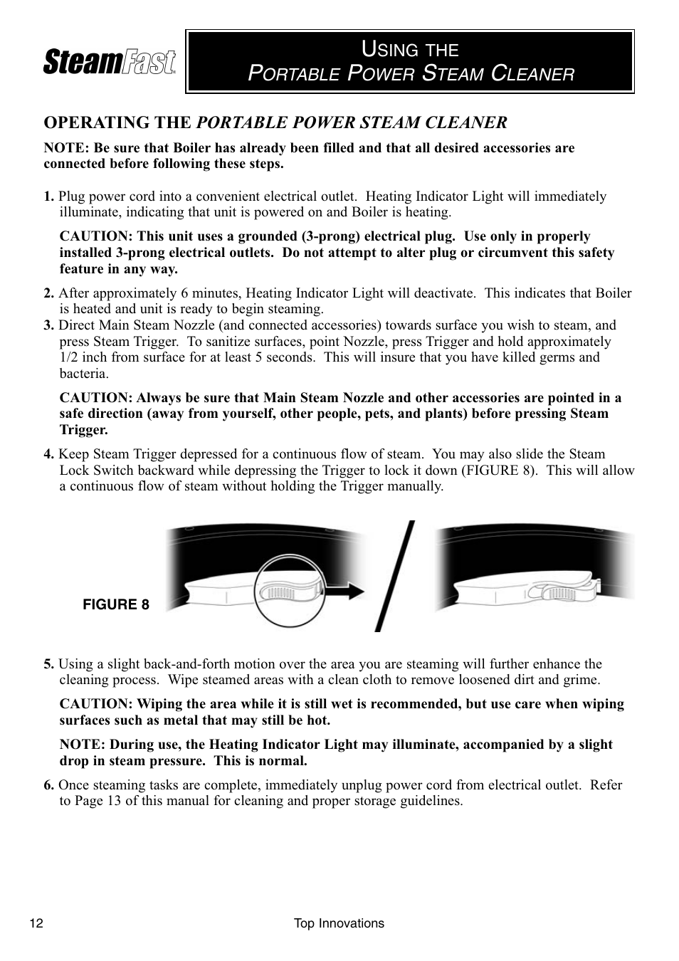 Steamfast PORTABLE POWER STEAM CLEANER SF-246 User Manual | Page 12 / 16