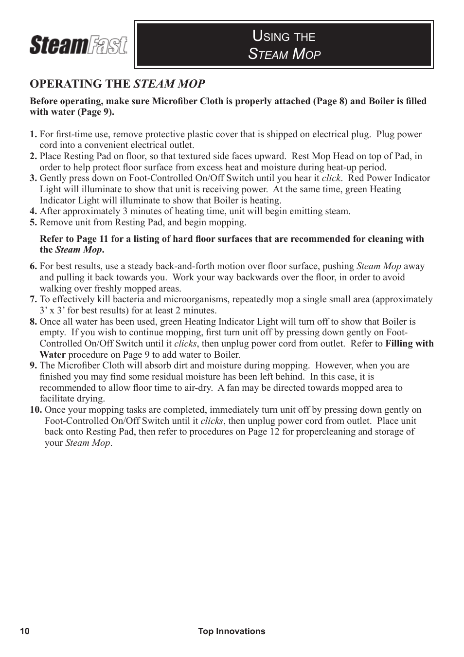 Steamfast SF-140 User Manual | Page 10 / 16