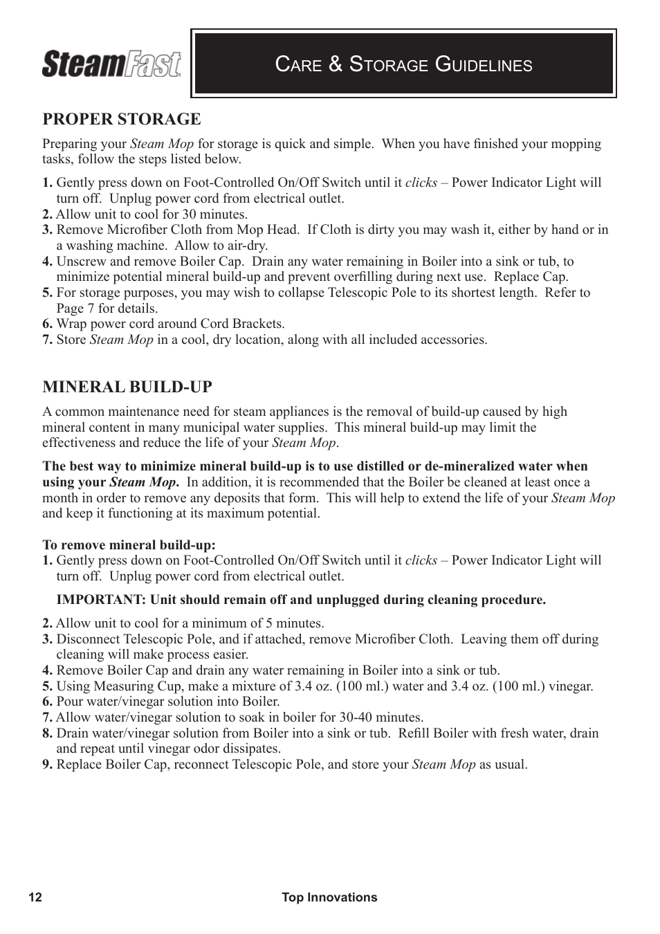 Steamfast SF-140 User Manual | Page 12 / 16