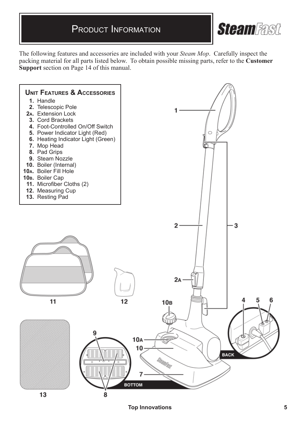 Roduct, Nformation | Steamfast SF-140 User Manual | Page 5 / 16