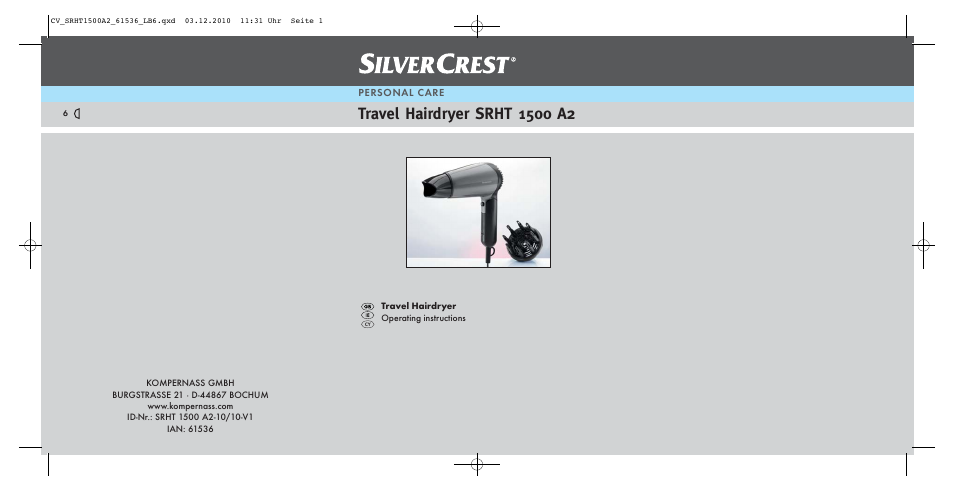 Silvercrest SRHT 1500 A2 User Manual | 14 pages