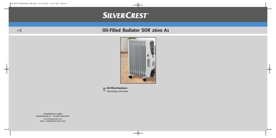 Silvercrest SOR 2600 A1 User Manual | 8 pages