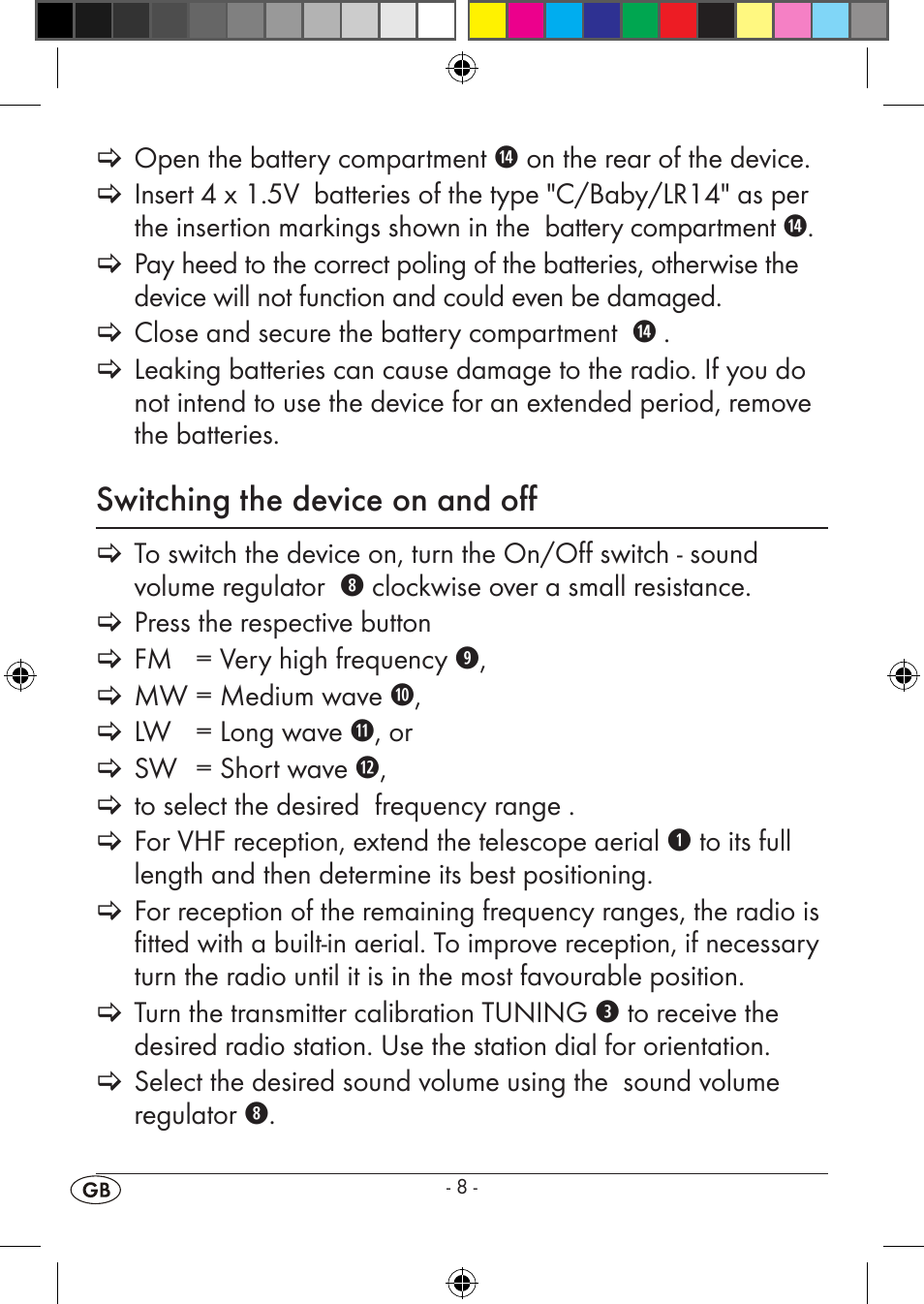 Switching the device on and off | Silvercrest KH2351 User Manual | Page 10 / 18