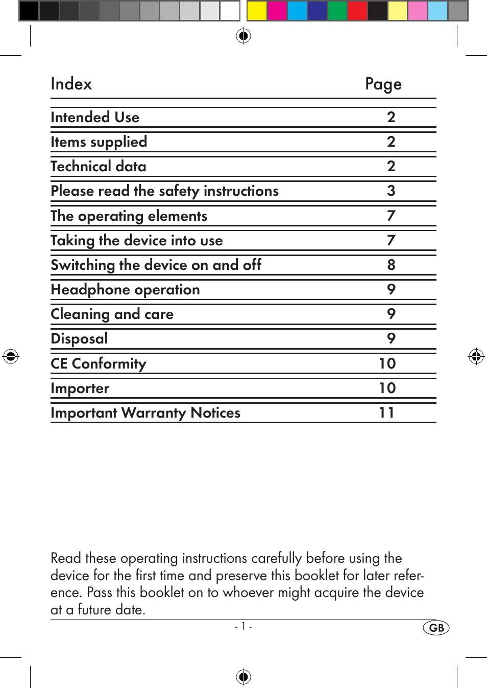 Index page | Silvercrest KH2351 User Manual | Page 3 / 18