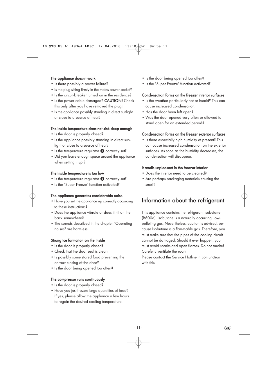 Information about the refrigerant | Silvercrest STG 85 User Manual | Page 13 / 29