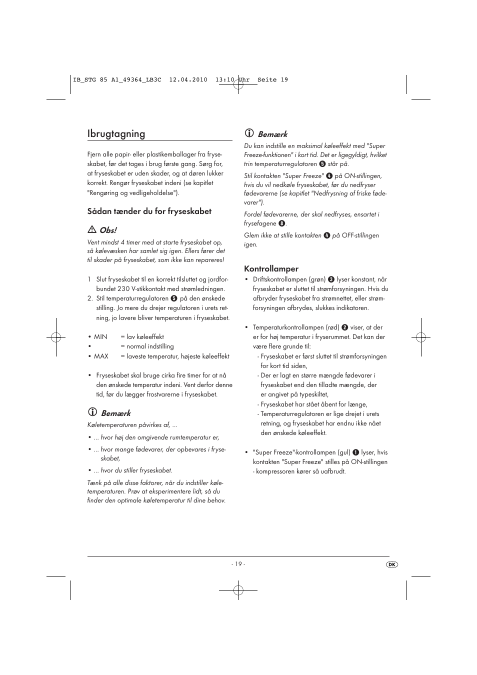 Ibrugtagning | Silvercrest STG 85 User Manual | Page 21 / 29