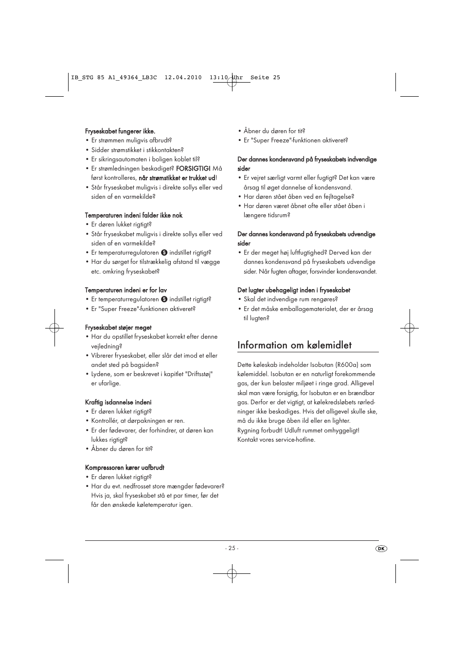 Information om kølemidlet | Silvercrest STG 85 User Manual | Page 27 / 29