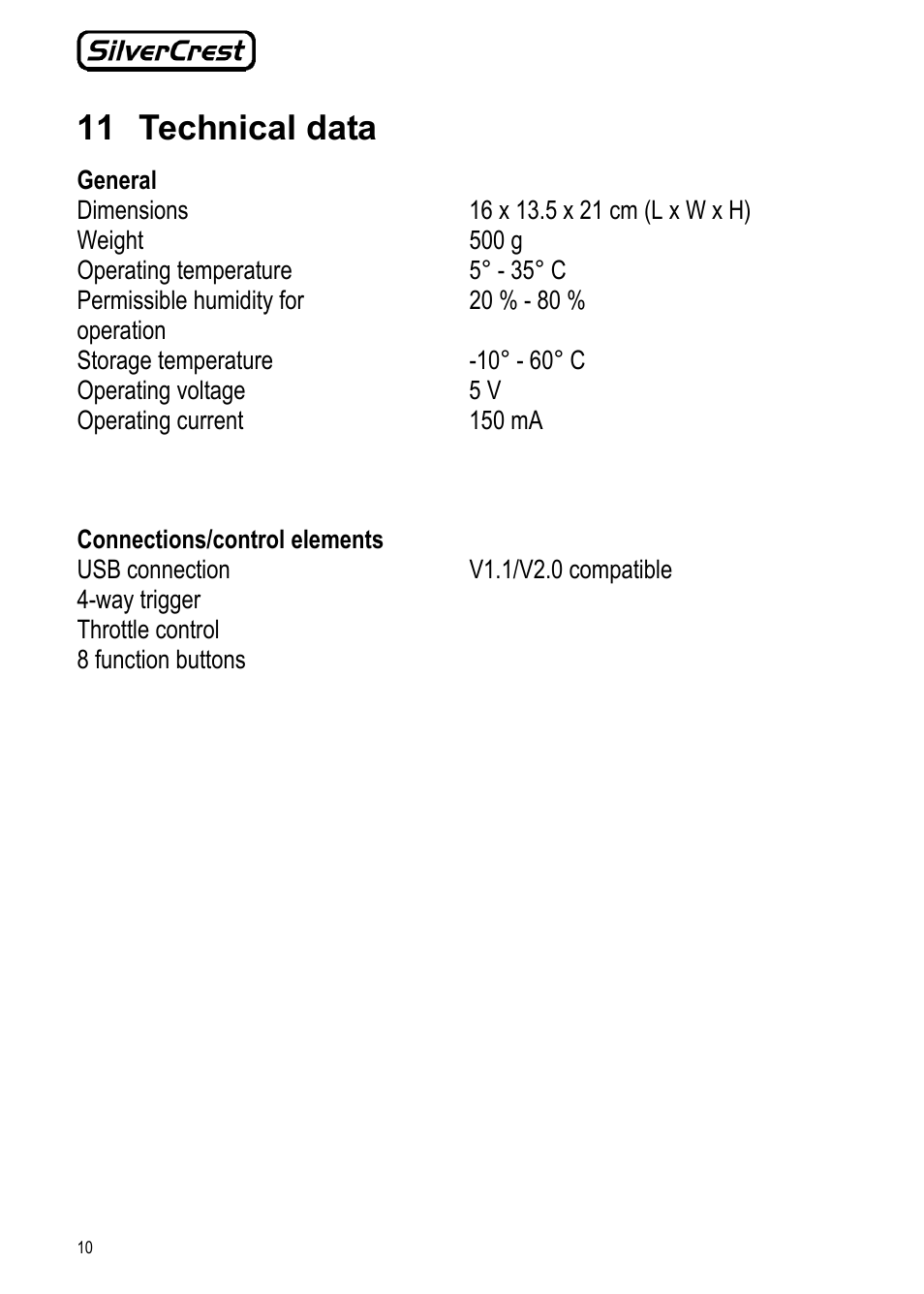 11 technical data | Silvercrest JS-101 User Manual | Page 10 / 84