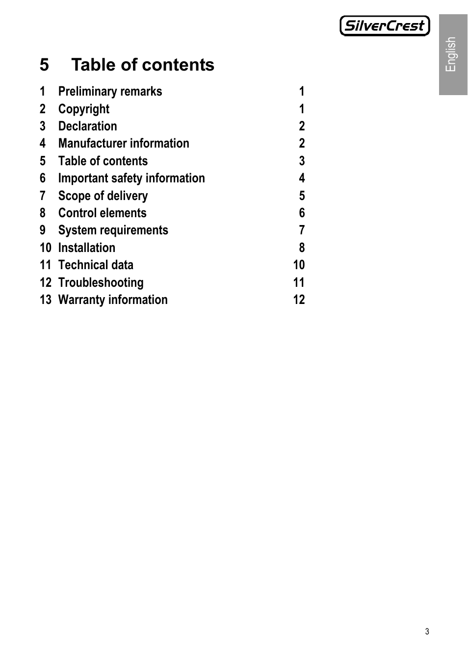 5 table of contents | Silvercrest JS-101 User Manual | Page 3 / 84