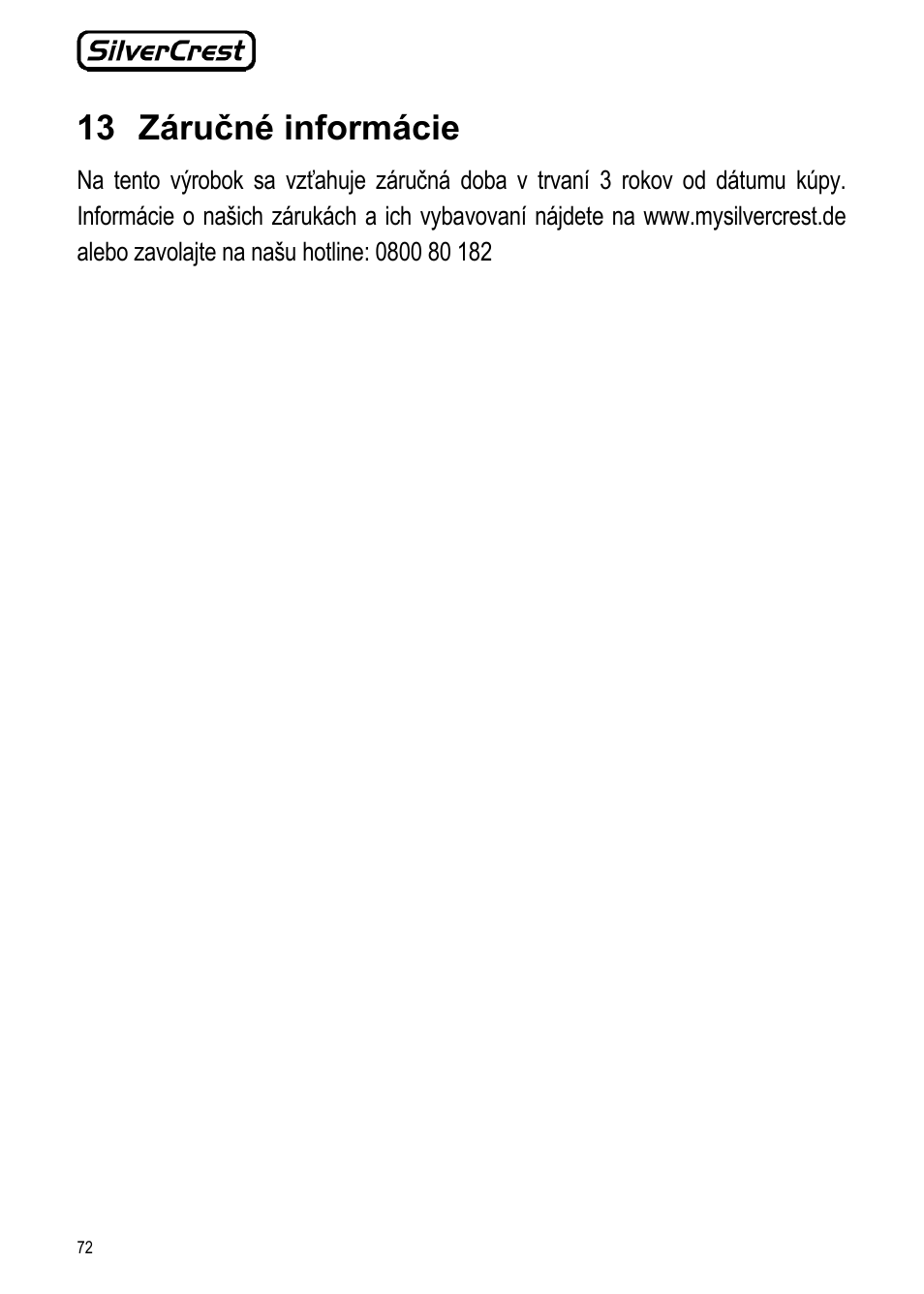 13 záručné informácie | Silvercrest JS-101 User Manual | Page 72 / 84