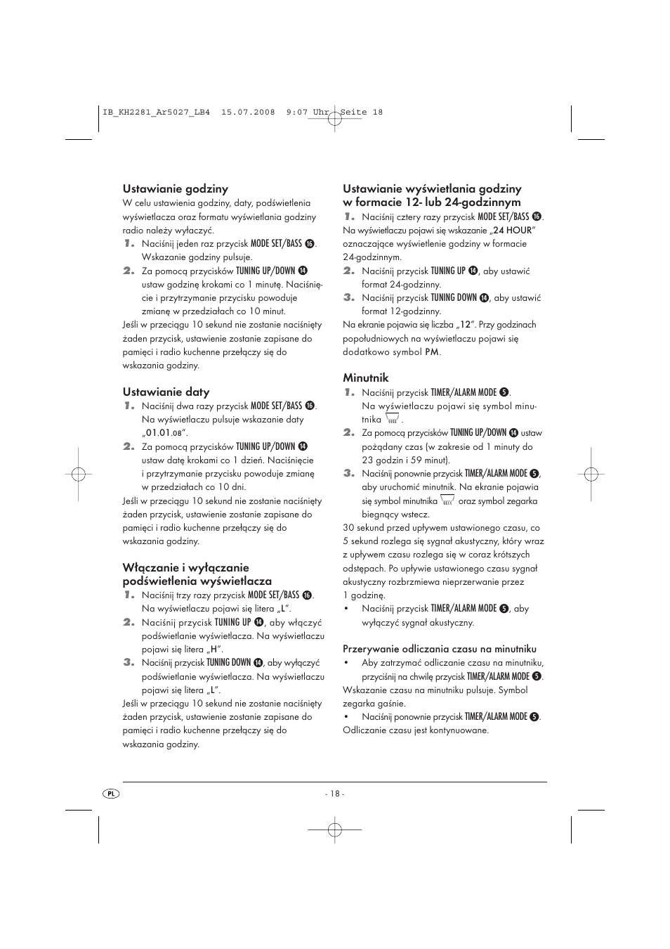 Silvercrest KH2281-07 User Manual | Page 20 / 98