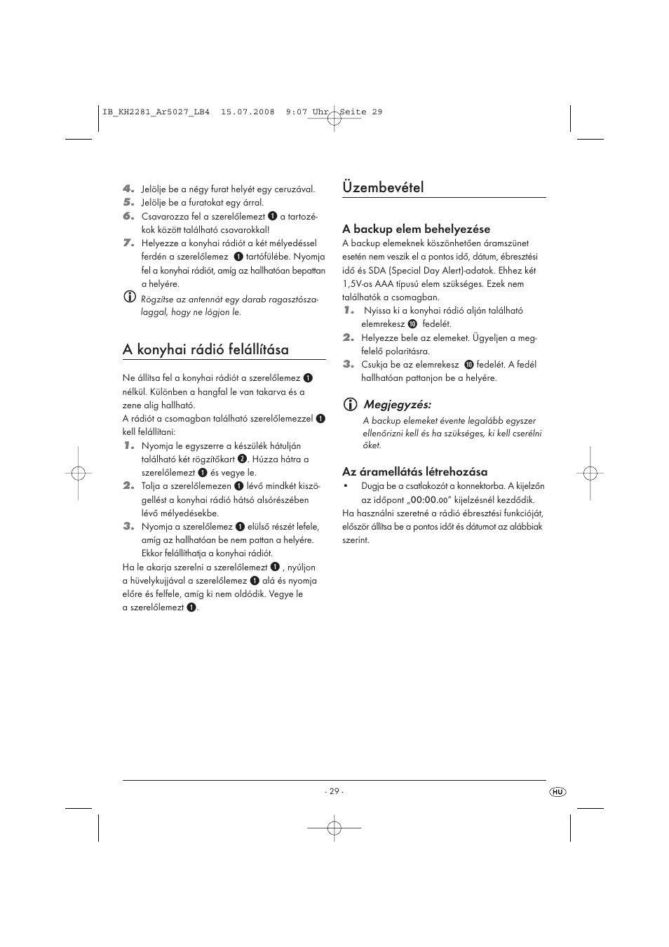 A konyhai rádió felállítása, Üzembevétel | Silvercrest KH2281-07 User Manual | Page 31 / 98