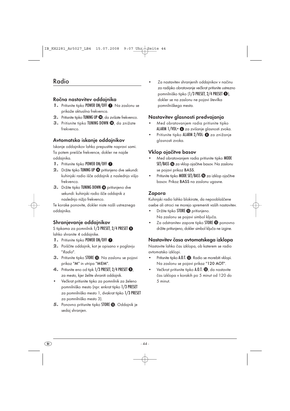 Radio | Silvercrest KH2281-07 User Manual | Page 46 / 98