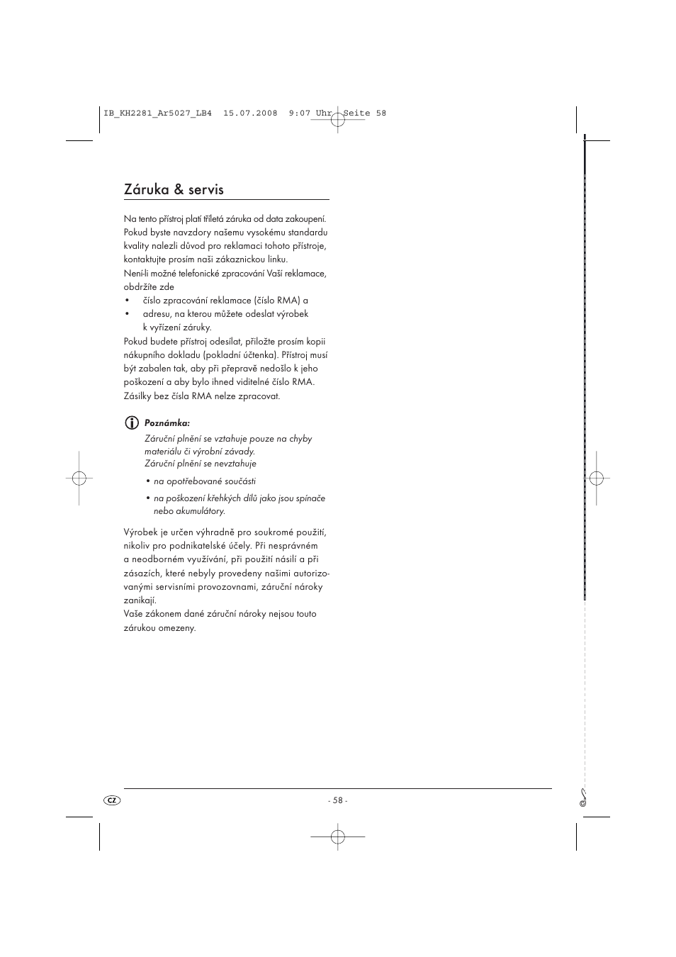 Záruka & servis | Silvercrest KH2281-07 User Manual | Page 60 / 98