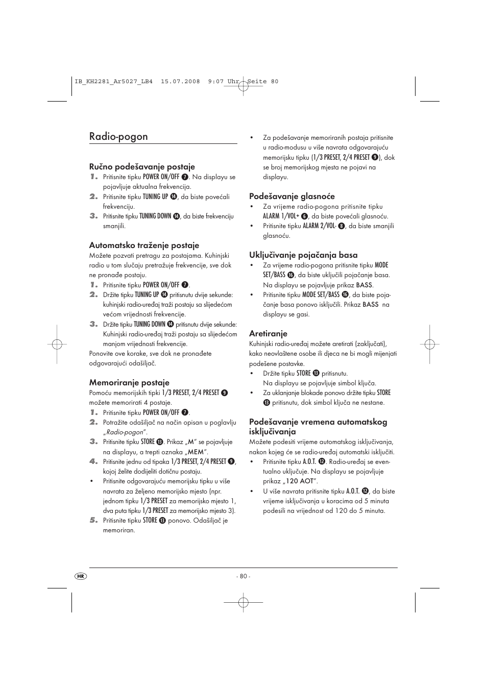 Radio-pogon | Silvercrest KH2281-07 User Manual | Page 82 / 98