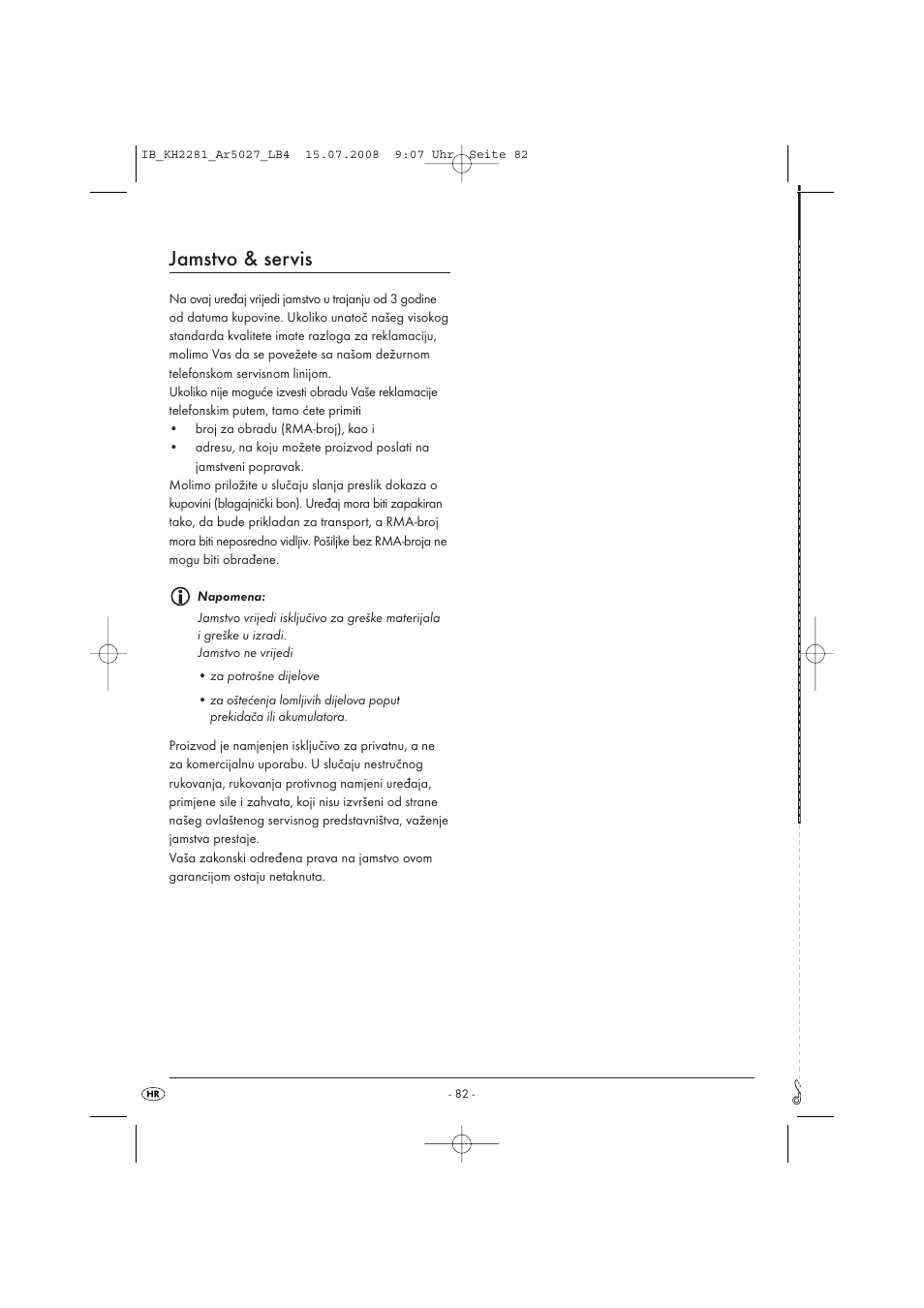 Jamstvo & servis | Silvercrest KH2281-07 User Manual | Page 84 / 98